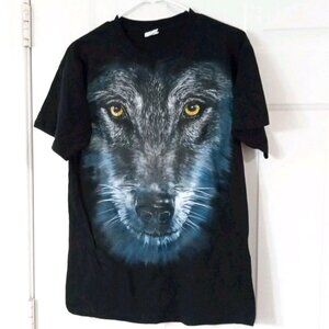 Keya USA Wolf Tee Shirt MC180 Medium 100% Cotton Black Graphic Print